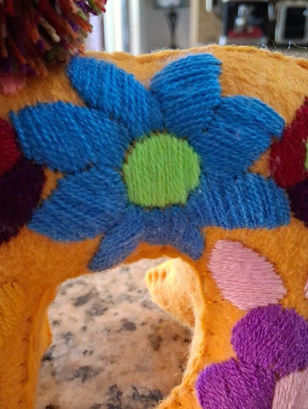 Folk Art Handmade Colorful Embroidered Wool Felt Lion Plush  Toy. Collectible.